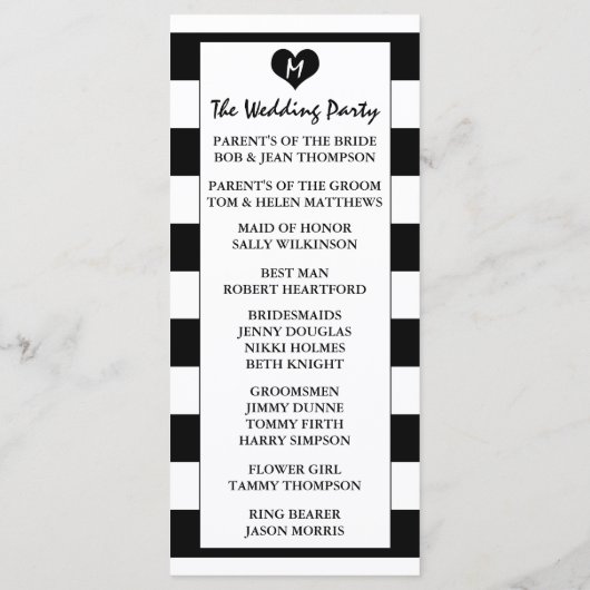 Modern Chic Black & White Wedding Programma (Achterkant)
