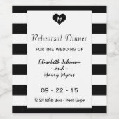 Modern Chic Black & White Wedding Rehearsal Dinner Wijn Etiket (Enkel label)