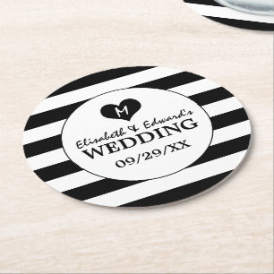Modern Chic Black & White Wedding Ronde Kartonnen Onderzetter
