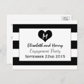 Modern Chic Black & White Wedding Verloving Uitnodiging Briefkaart (Voorkant / Achterkant)