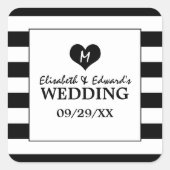 Modern Chic Black & White Wedding Vierkante Sticker (Voorkant)