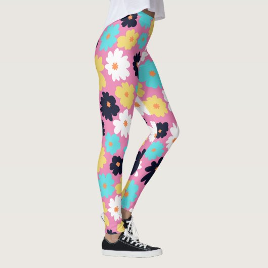 Modern Chic Bloemen Roze Leggings (Rechts)