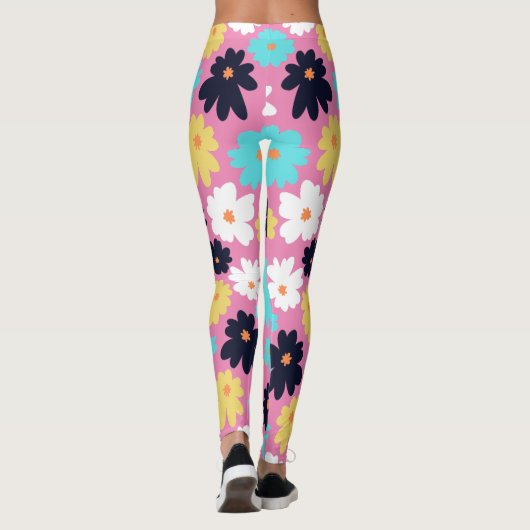 Modern Chic Bloemen Roze Leggings (Achterkant)