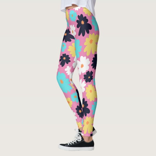Modern Chic Bloemen Roze Leggings (Links)