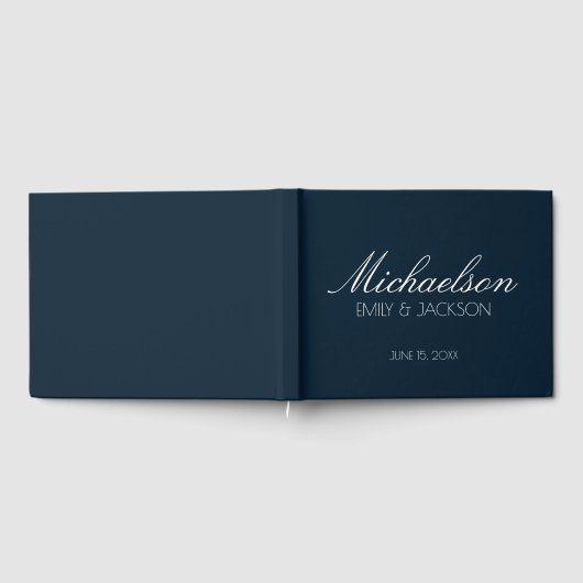 Modern Chic Blue White Script Weddenschap Gastenboek (Volledig)
