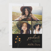 Modern chic boho bright wild flower afstuderen bedankkaart (Achterkant)