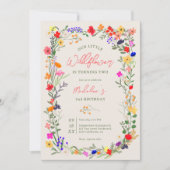 Modern chic boho felle bloemen 2e verjaardag kaart (Voorkant)