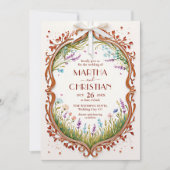 Modern Chic Boho Frame Wild Flowers Photo Wedding Kaart (Voorkant)