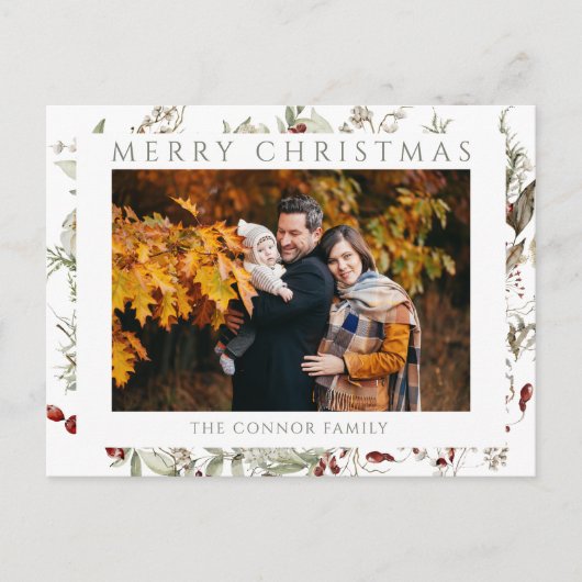 Modern Chic Boho Wildflower Vrolijk kerstfeest Briefkaart (Voorkant)