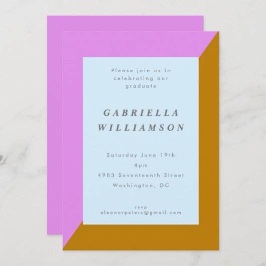 Modern Chic Border Minimal Graduation Party Roze Kaart (Voorkant / Achterkant)