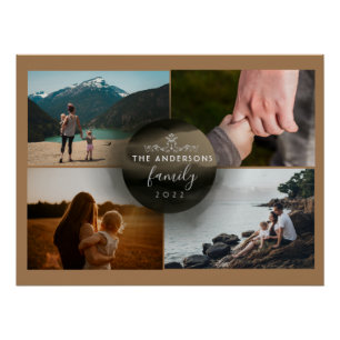Modern Chic Brown Golden Ornamental 4 Foto's Perfect Poster