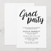 Modern Chic Brush Script Zwart-wit Afstudeerder Pa Kaart (Voorkant / Achterkant)