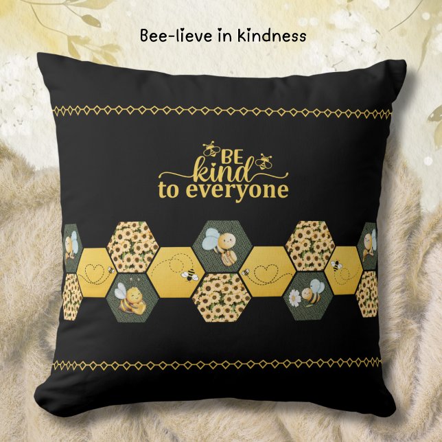 Modern Chic Bumble Bee Sunflower Accent Kussen (Chic Bee Pillow is perfect for any modern, stylish living room or cozy home office)