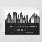 Modern Chic Cityscape Wedding Rehearsal Dinner Kaart (Voorkant)
