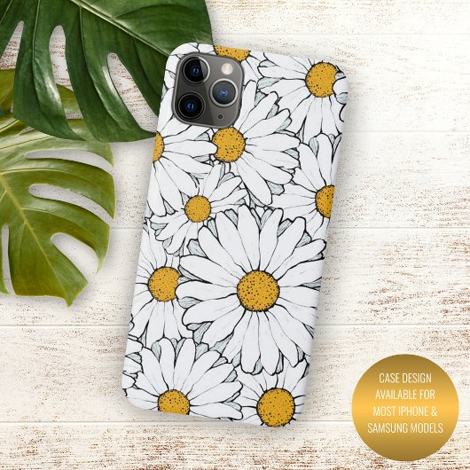Modern Chic Daisy Floral Pattern Waterverf Case-Mate iPhone Case