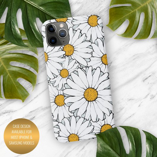 Modern Chic  Daisy Floral Pattern Waterverf iPhone Hoesje
