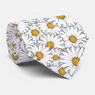 Modern Chic  Daisy Floral Pattern Waterverf Stropdas