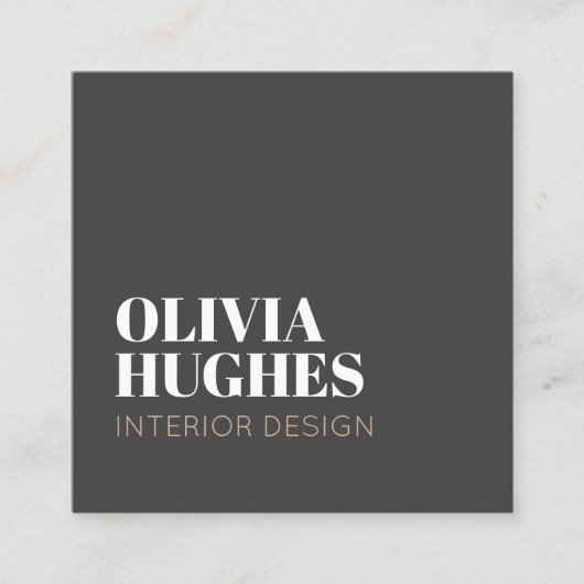 Modern Chic Dark Grey White Brown QR code Vierkante Visitekaartje (Voorkant)