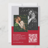 Modern Chic Editorial Deep Red Photo Wedding Kaart (Achterkant)