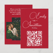 Modern Chic Editorial Deep Red Wedding Informatiekaartje (Voorkant / Achterkant)