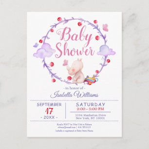 Modern Chic Eenhoorn Waterverf Meisje Baby shower Uitnodiging Briefkaart