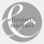 Modern Chic Elegant Grey Blue Ronde Sticker (Voorkant)