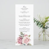 Modern Chic Elegant Romantic Pink Rose Wedding Menu (Staand voorkant)