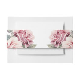 Modern Chic Elegant Romantic Pink Rose Wedding Uitnodigingen Wikkel