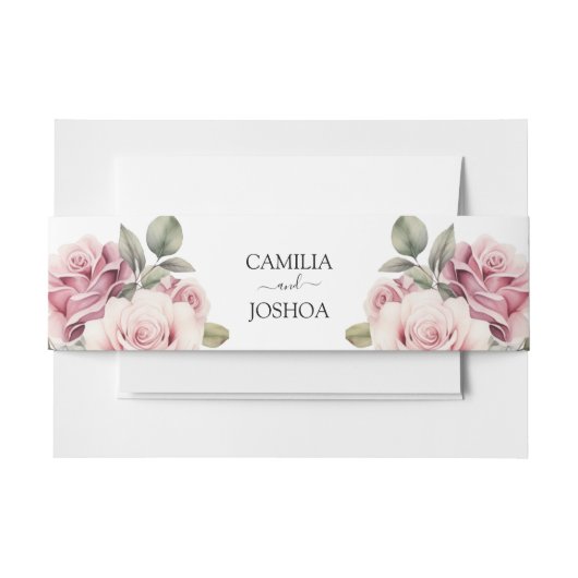 Modern Chic Elegant Romantic Pink Rose Wedding Uitnodigingen Wikkel (Voorkant Voorbeeld)