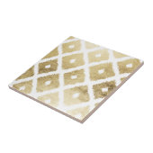 Modern chic faux gold leaf ikat patroon tegeltje (Zijkant)