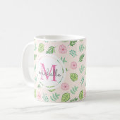 Modern Chic Floral Monogram Koffiemok (Voorkant links)