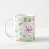 Modern Chic Floral Monogram Koffiemok (Links)