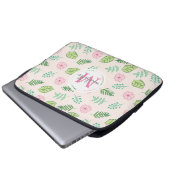 Modern Chic Floral Monogram Laptop Sleeve (Voorkant onderkant)