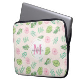 Modern Chic Floral Monogram Laptop Sleeve (Voorkant Links)