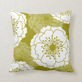 Modern Chic Flower Silhouettes | Avocado Green Kussen