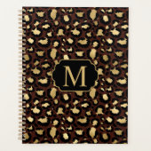 Modern Chic Gold Leopard Pattern Mongorammed Planner (Voorkant)