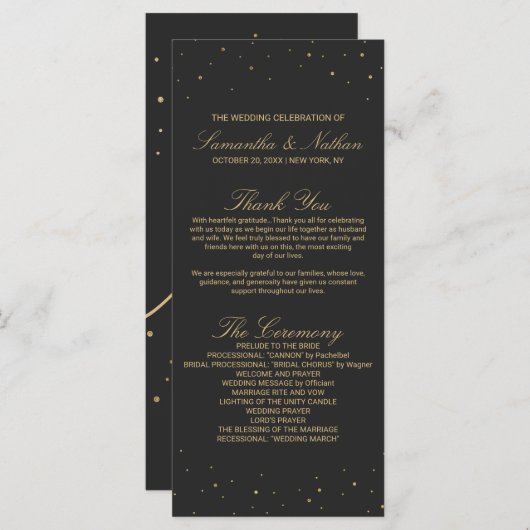 Modern Chic Gold Speckled sur le programme de mari (Devant / Derrière)