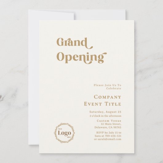 Modern Chic Gold Typography Grand Opening Company Kaart (Voorkant)