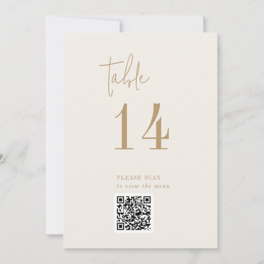 Modern Chic  Goud QR Code Tafelnummer (Voorkant)