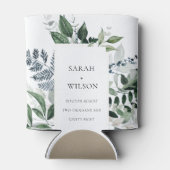 Modern Chic Green Leafy Tropical Foliage Wedding Blikjeskoeler (Achterkant)