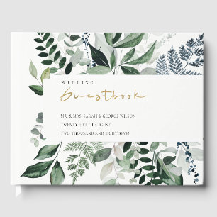 Modern Chic Green Leafy Tropical Foliage Wedding Gastenboek