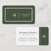 Modern Chic Green Monogram Stylish Trendy Visitekaartje (Voorkant / Achterkant)