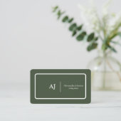 Modern Chic Green Monogram Stylish Trendy Visitekaartje (Staand voorkant)