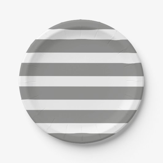 Modern Chic Grey Stripe verjaardagsfeestje Papieren Bordje (Voorkant)