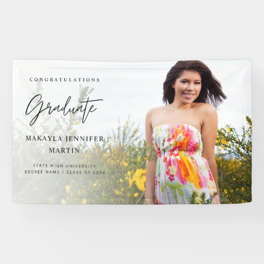 Modern Chic H Photo 2 Graduate Bannière - Blanc (Horizontal)