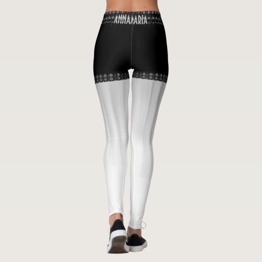 Modern Chic LavishlyOn Monogram Denim/Lace Shorts Leggings (Achterkant)