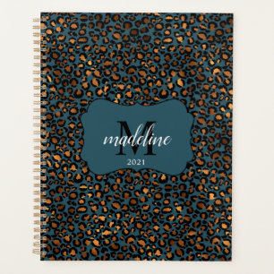 Modern Chic Leopard Pattern Mongorammed Planner