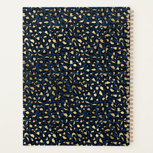 Modern Chic Leopard Pattern Mongorammed Planner (Achterkant)