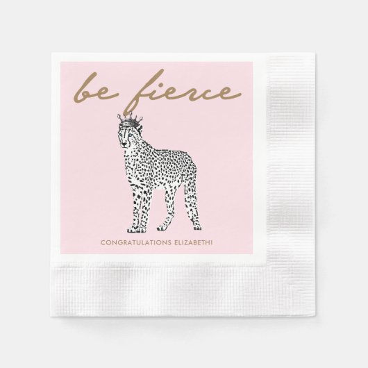 Modern Chic Leopard Queen Monogram Napkins Servet (Voorkant)