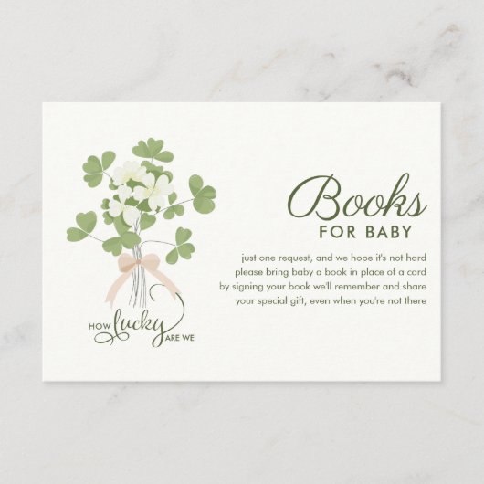 Modern Chic Lucky Shamrock with Bow baby shower Informatiekaartje (Voorkant)